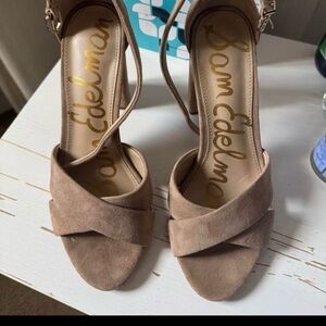 Sam Edelman Women's Beige Suede Heels